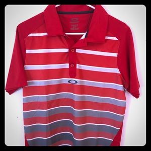 Men’s Oakley Dri-Fit Golf Shirt Red/Grey/White